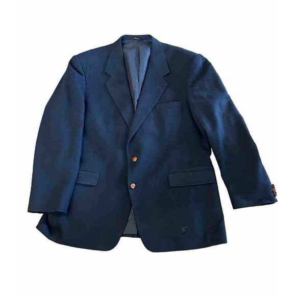 Farah of Texas CountryWear Blue Wool Blazer Sport Jacket 100% Wool 46L - Picture 1 of 8